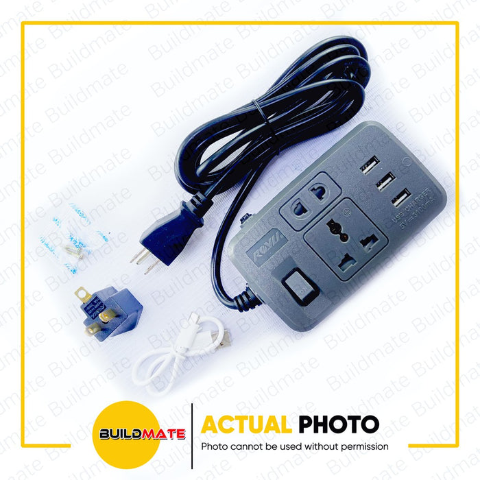 ROYU 2 GANG 3 USB Extension Cord with Switch Power Strip REDEC632/G •BUILDMATE•