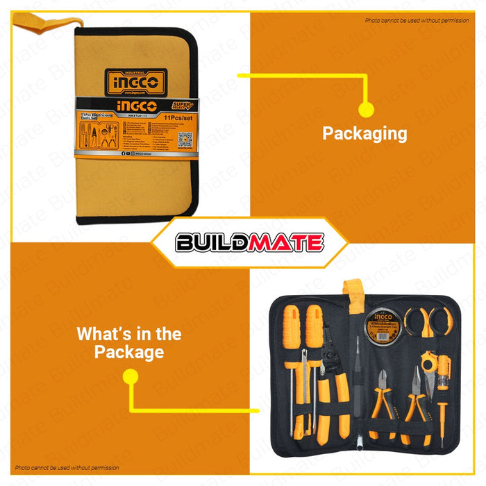 INGCO  Electricians Tool Set Super Select 11 PCS HKETS0111 100% ORIGINAL / AUTHENTIC •BUILDMATE• IHT