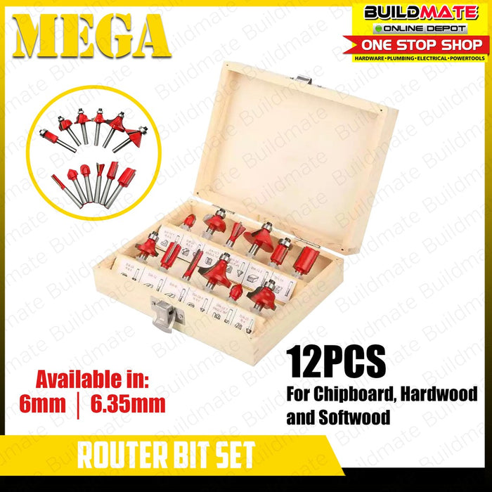 MEGA Router Bits Set 12PCS/SET •BUILDMATE•