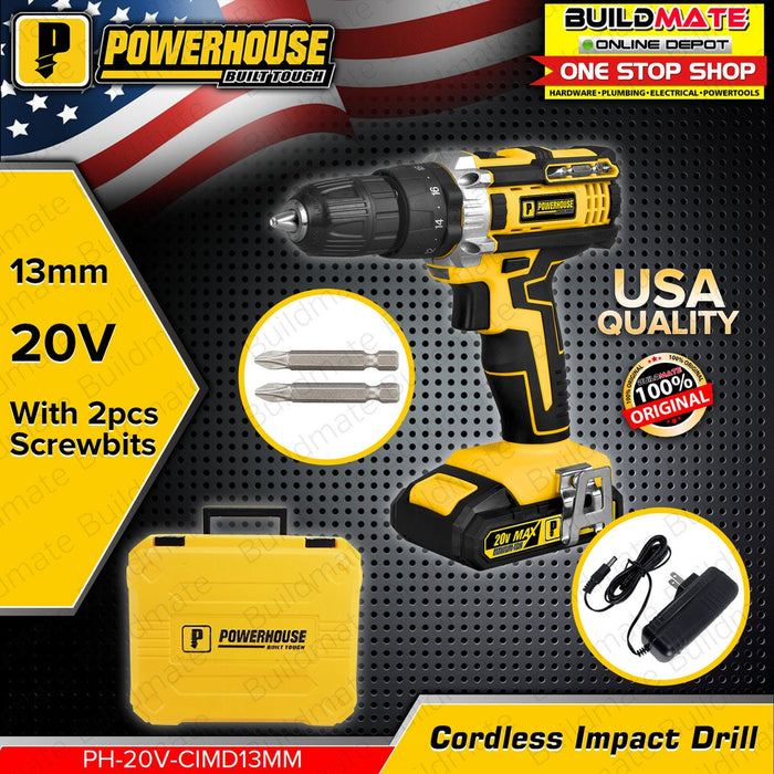 POWERHOUSE 20V Cordless Impact Drill 13mm PH-20V-CIMD13MM •BUILDMATE•