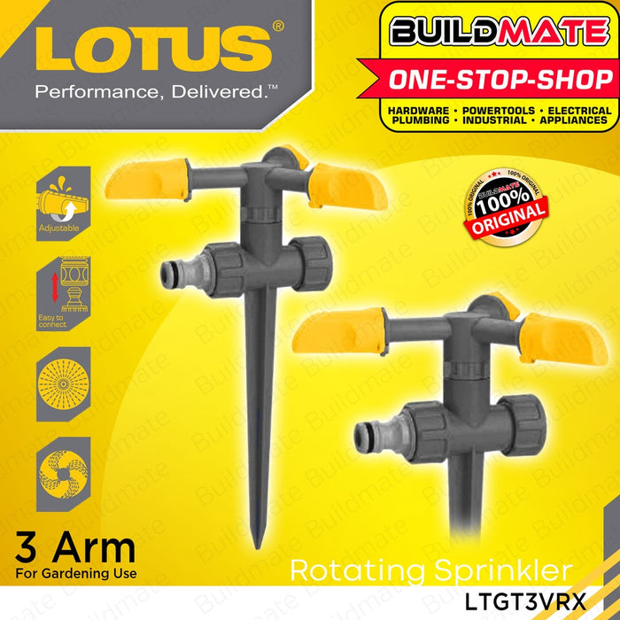 LOTUS Garden 3 Arm Rotating Sprinkler LTGT3VRX •BUILDMATE• LHT LUTOS