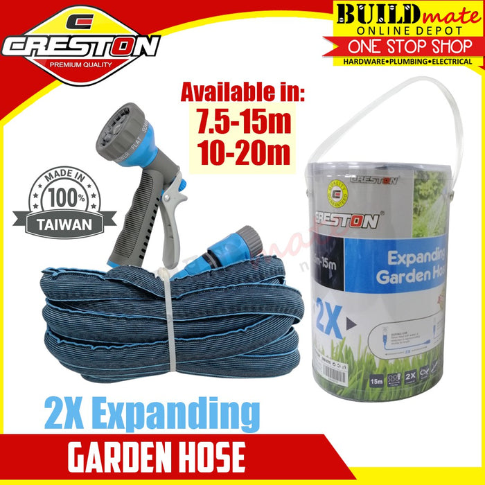 CRESTON 2X Expandable Garden Water Hose 7.5-15m/10-20m TAIWAN •BUILDMATE•