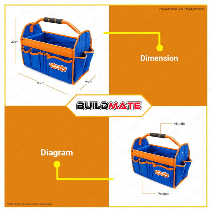 WADFOW Tools Tool Bag Baggage Storage Box 16" Inch Polyester 20KG Max Load WTG5101 •BUILDMATE• WHT