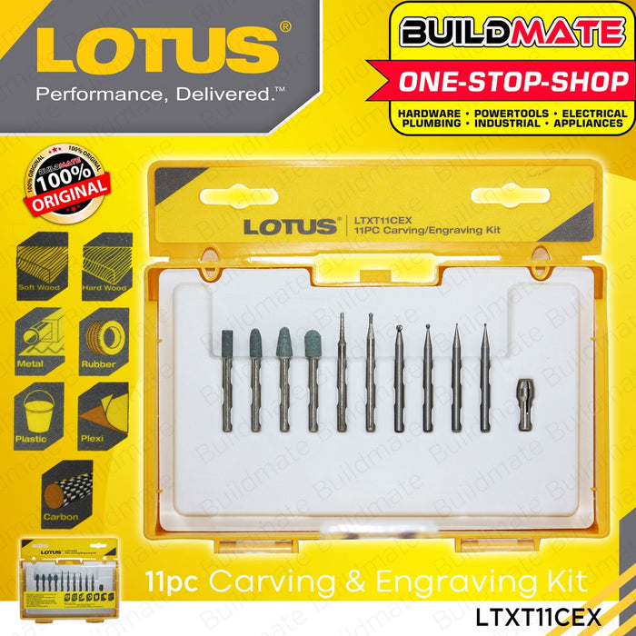 LOTUS Carving Engraving Kit for Rotary Die Grinder with Case 11 PCS/SET LTXT11CEX •BUILDMATE•