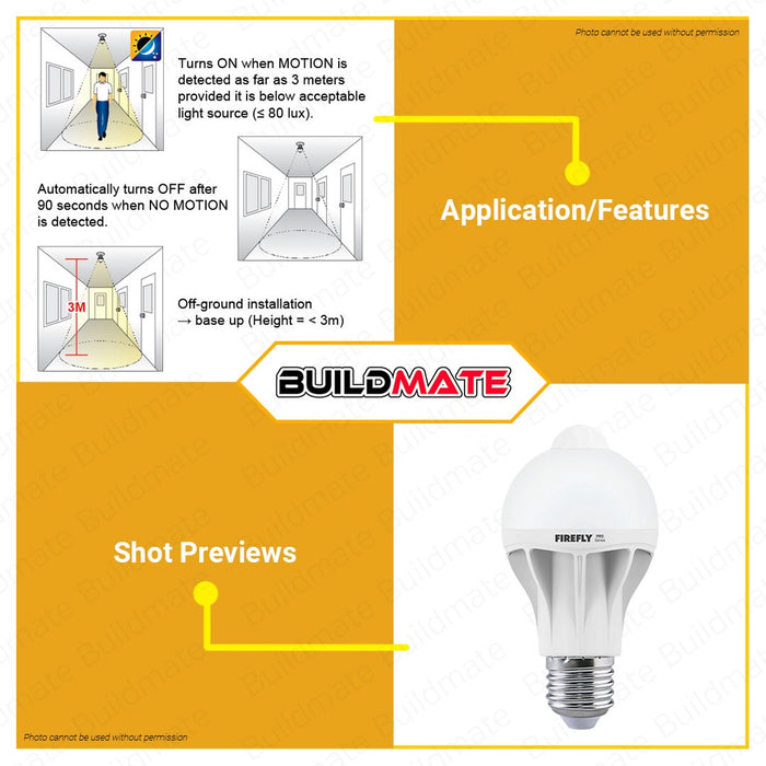 FIREFLY 6W Motion Sensor Led Light Bulb PRO Functional FBF206DL 100% ORIGINAL •BUILDMATE•