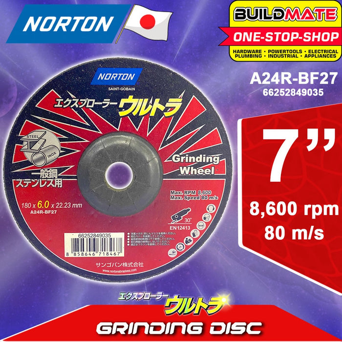 NORTON JAPAN 7" Explorer Ultra Grinding Disc 180x6x22mm •BUILDMATE•