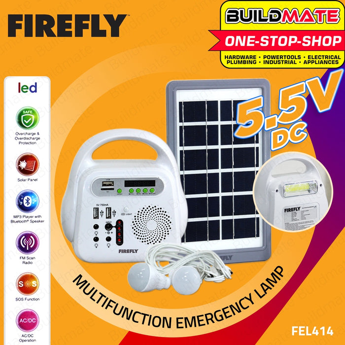 FIREFLY Multifunction Emergency Lamp Flash Light  Portable Bank with EML & Solar Panel FEL414