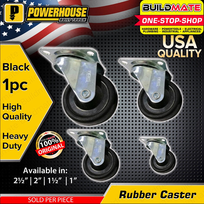 POWERHOUSE 1 PC Rubber Caster Wheel Plain SOLD PER PIECE 100% ORIGINAL / AUTHENTIC •BUILDMATE• PHHT