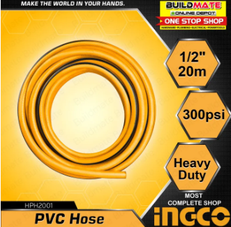 INGCO 20M 3PLY Thick Original PVC Garden Hose 1/2 Heavy Duty