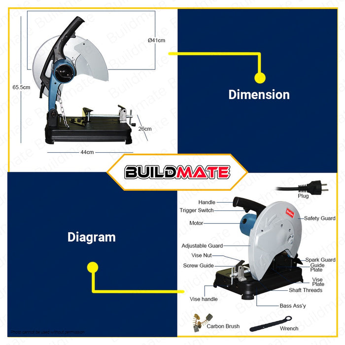 DONG CHENG Electric Cut-Off Machine 14" 2000W DJG02-355 •BUILDMATE•