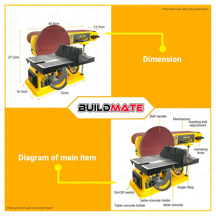 POWERHOUSE USA Belt Disc Sander 6" 450W PH-BDS-450HD •BUILDMATE• PHPT