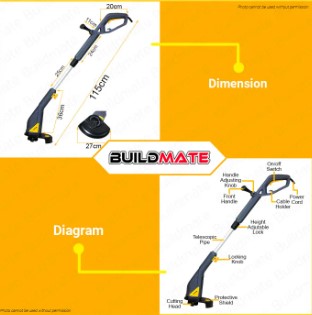 LOTUS Grass Trimmer 350W Electric Cutter Lawn Mower Edger Trimmer String Trimmer Electric Weed Eater Wacker Fast Cutting Trimmer ST350X •BUILDMATE• LPT