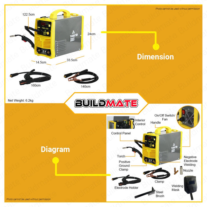 Yamato Japan 300a Gasless 3 In 1 Mig Tig Mma Igbt Portable Inverter We — Buildmate 