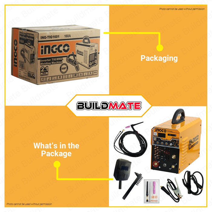 INGCO Dual 2 in 1 TIG / MMA Portable Inverter Welding Machine TIG1601 •BUILDMATE• IPT