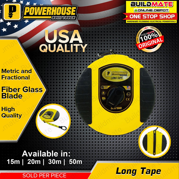 BUILDMATE Powerhouse Fiberglass Long Tape Measure 15M | 20M | 30M | 50M - PHHT