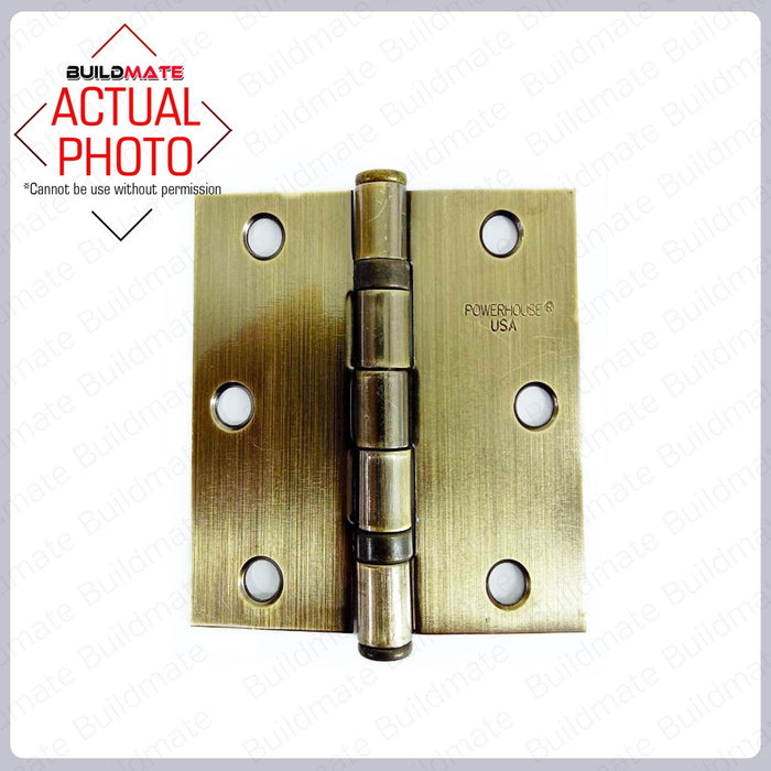 POWERHOUSE 2-Ball Bearing Hinges Antique Brass 3"x3" | 3 1/2" | 4"x4" US5 •BUILDMATE• PHDH