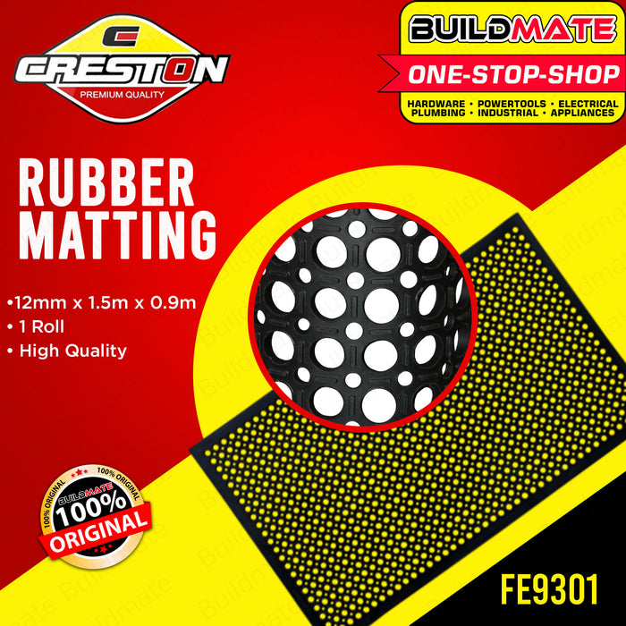 CRESTON Industrial Rubber Mat Matting 12mm x 1.5M x 0.9M FE9301 •BUILDMATE•