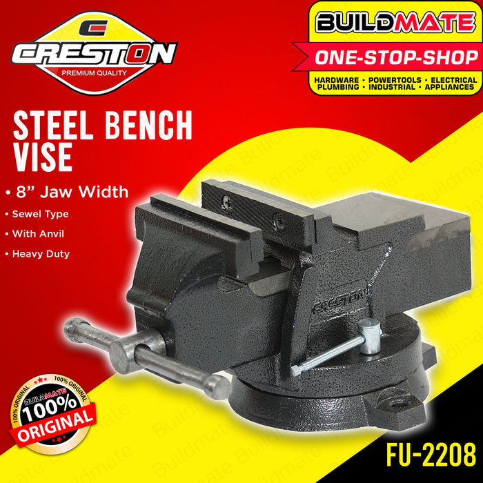 CRESTON Steel Bench Vise with Anvil 8" FU2208 •BUILDMATE•