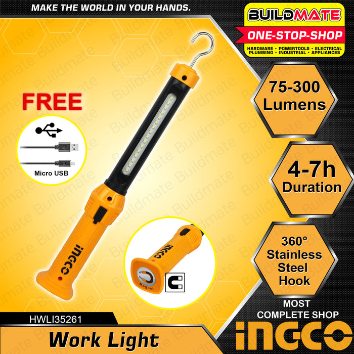 INGCO Rechargeable LED Work Lamp 3.5W HWLI35261 (SUPER SELECT) •BUILDMATE• HT2