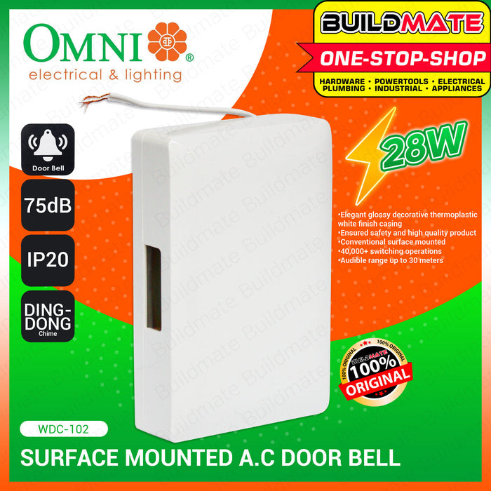 OMNI Surface Mounted Doorbell IP20 75dB Surface Mounted A.C. Wired Doorbell Door WDC-102 •BUILDMATE•