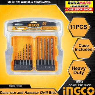 INGCO Concrete and Hammer Drill Bits Set 11PCS/SET AKDL31101  •BUILDMATE• IHT