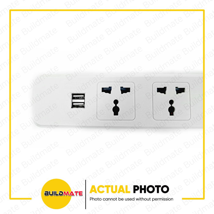 ROYU 5 GANG Extension Cord Universal Socket with 1 Main Switch & 2 USB Port REDEC625 •BUILDMATE•