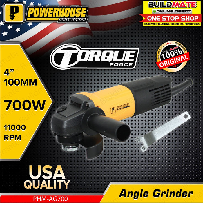 BUILDMATE Powerhouse Electric Angle Grinder 4" Inch 700W / 750W Wood Grinding Machine SOLD PER PIECE PHM-AG700 / PHM-AG750 - PHPT