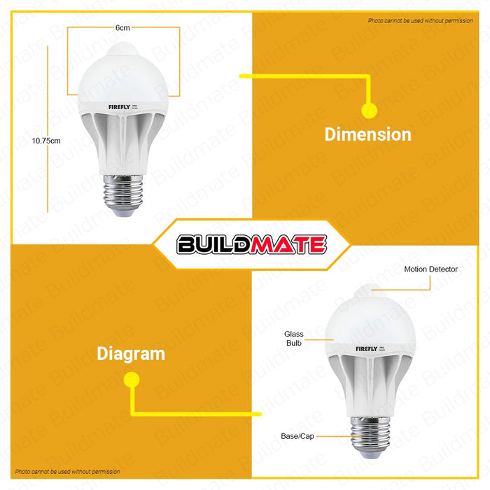 FIREFLY 6W Motion Sensor Led Light Bulb PRO Functional FBF206DL 100% ORIGINAL •BUILDMATE•