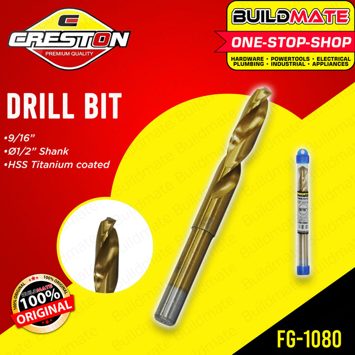 CRESTON HSS Titanium Coated Drill Bit 9/16" FG1080 •BUILDMATE•