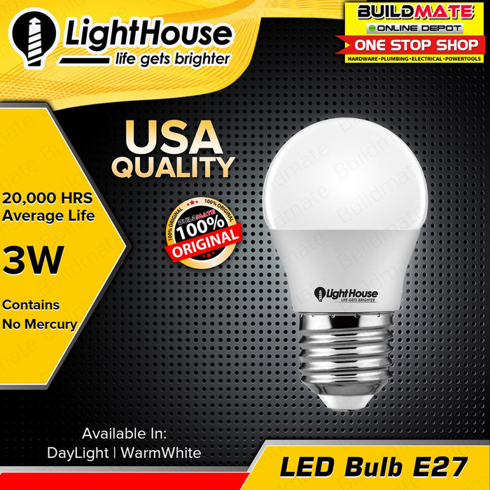 LIGHTHOUSE LED Bulb E27 (PREMIUM) 3W P45 DAYLIGHT  | WARM WHITE SOLD PER PIECE •BUILDMATE•