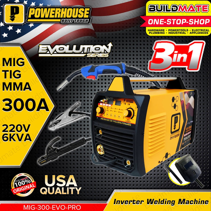 POWERHOUSE 300A MIG MAG MMA Gas Gasless with Auto Synergic EVO PRO Portable Inverter Welding Machine