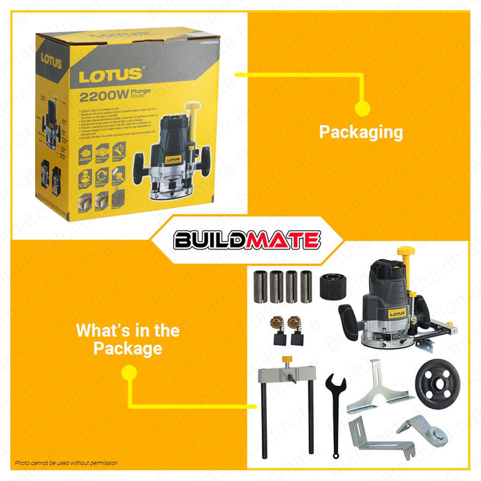 LOTUS Plunge Router 1/2" 2200W LTPR2200X •BUILDMATE• LPT LUTOS