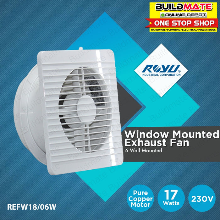 ROYU Window Mounted Exhaust Fan 6" 17W Fan Blade MINI REFW18/06W PURE COPPER •BUILDMATE•