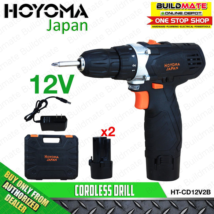 HOYOMA Japan Cordless Drill 12V 10mm with 2 Batteries Case HT