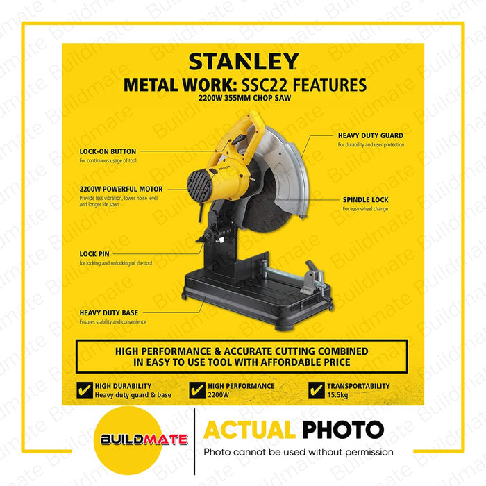 STANLEY Chop Saw Cut Off Machine 2200W 355mm SSC22-B1 •BUILDMATE• SPT