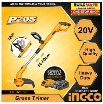 INGCO Cordless Lithium-Ion Grass Trimmer 20V CGTLI20018 POWERSHARE •BUILDMATE• ICPT