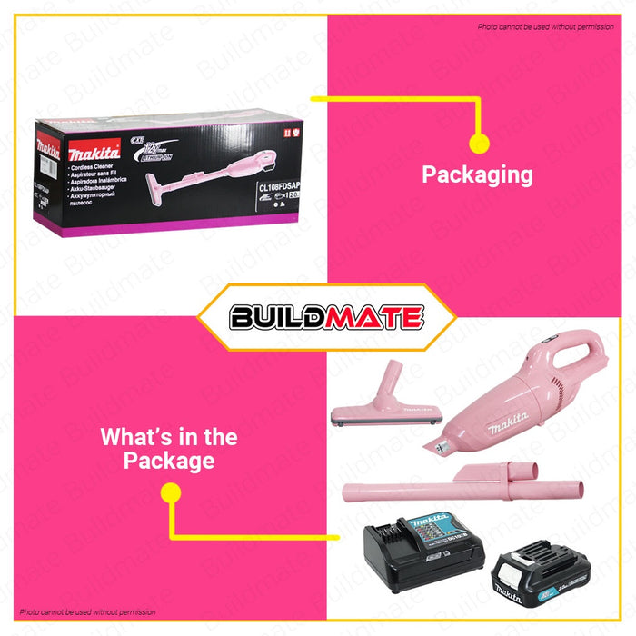 MAKITA PINK ORIGINAL 12V Lithium Ion Cordless Vacuum Cleaner Max 600ml CL180FDSAP •BUILDMATE•