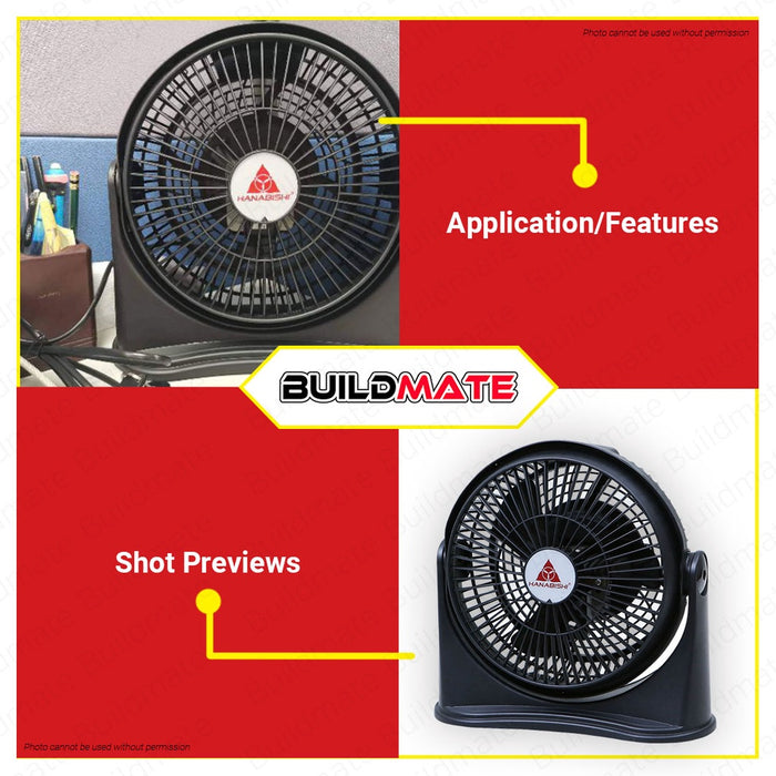 BUILDMATE Hanabishi Cool Fan 8" Inch 3-Speed Wall Mountable Portable Electric Compact Round Desk Fan HCF-801 /HCF801