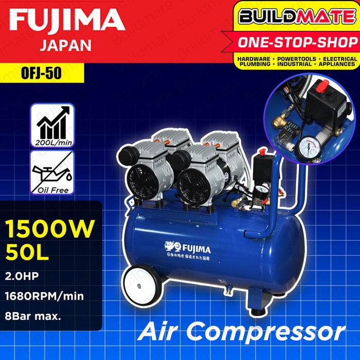 FUJIMA JAPAN 50L Air Compressor Oil Free Noise Less 2HP 1500W OFJ-50 •BUILDMATE•