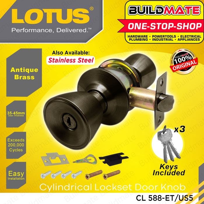 LOTUS / EL / STAR WHEEL Cylindrical Entrance Lockset Doorlock Door Lock Knob Set With Keys BUILDMATE