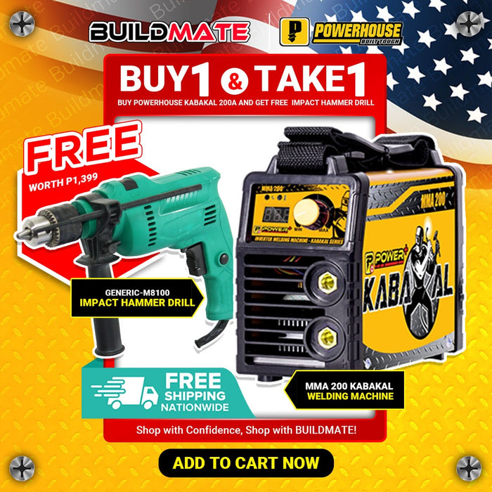 [BUY 1 TAKE 1] POWERHOUSE Inverter Welding Machine KABAKAL Series 200A + Impact Hammer Drill M8100