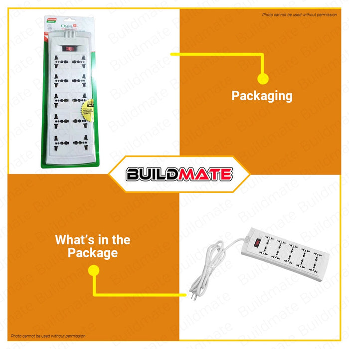 OMNI Universal Extension Cord Set with Switch Surge Protector 10 Gang Power Strip  WEU110 PK WEU-110