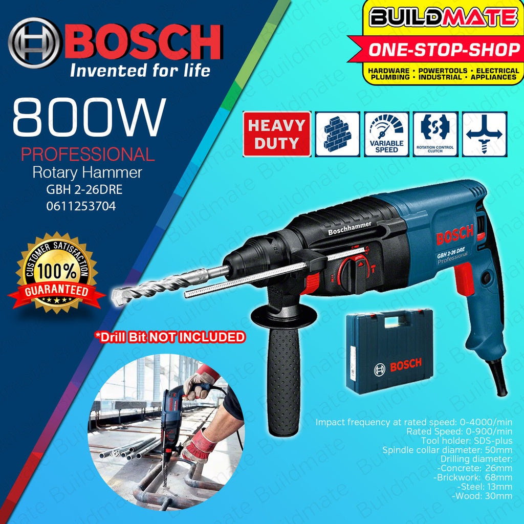 Bosch 800W SDS Plus Hammer Drill with Case Universal Rotary Hammer Drill GBH 2 26 DRE 0611253704 BPT