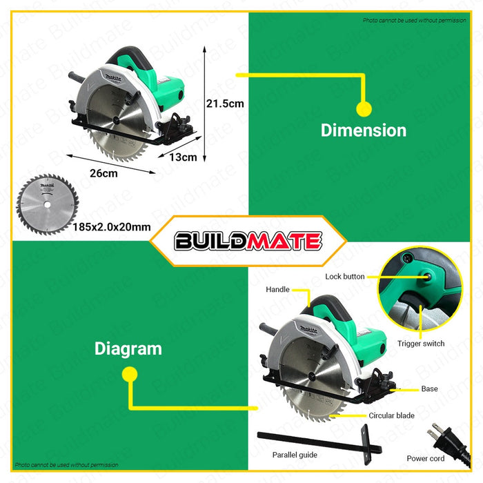 MAKITA Original Electric Wood Circular Saw Power Ø185mm 7 1/4" 1050W M5801M •BUILDMATE•