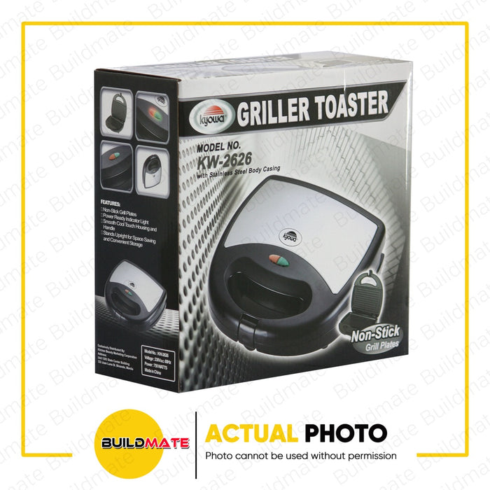 KYOWA Electric Griller Toaster Black Non Stick 750W with Stainless Body Casting KW-2626 •BUILDMATE•