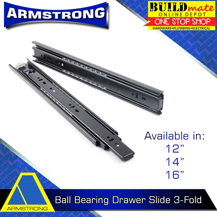 ARMSTRONG Ball Bearing Drawer Slide Guide 3 Fold Heavy Duty •BUILDMATE•