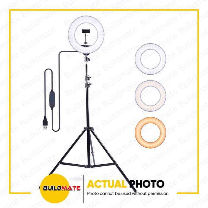 Dimmable 13" LED Selfie Ring Light with 6ft Tripod Stand and Phone Holder 33cm •BUILDMATE•