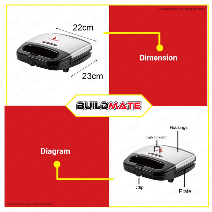 HANABISHI Waffle Maker Non Stick HSM-80SSW •BUILDMATE•
