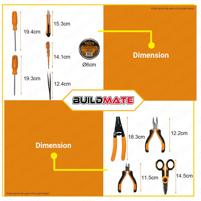 INGCO  Electricians Tool Set Super Select 11 PCS HKETS0111 100% ORIGINAL / AUTHENTIC •BUILDMATE• IHT