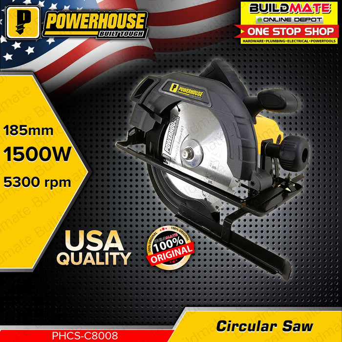 POWERHOUSE USA Circular Saw 1500W 7" Ø185mm PHCS-C8008 BUILDMATE• PHPT